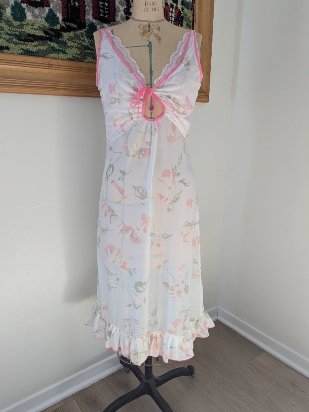 Pink Lace Sheer Lingerie Dress